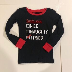 Carter’s Christmas Pajamas Long Sleeve Waffle knit shirt Size 4T Black Red